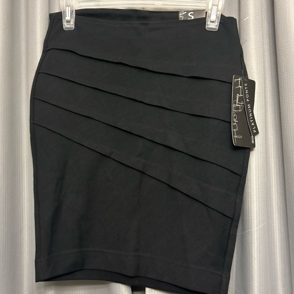 Boom Boom ruffle layer mini Pencil Skirt Small black career NWT